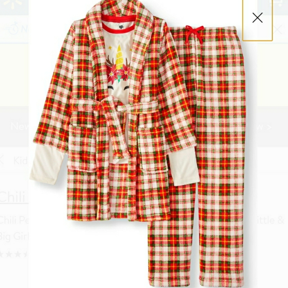 NWT Girls Fuzzy Unicorn 3 pc Set Robe House Coat